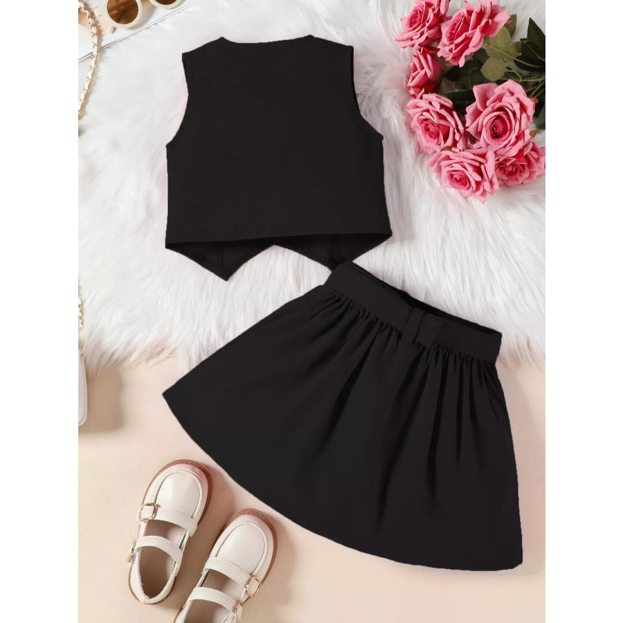 Children’s Bowknot Vest & Pleated Skirt Set Apparel and Accessories