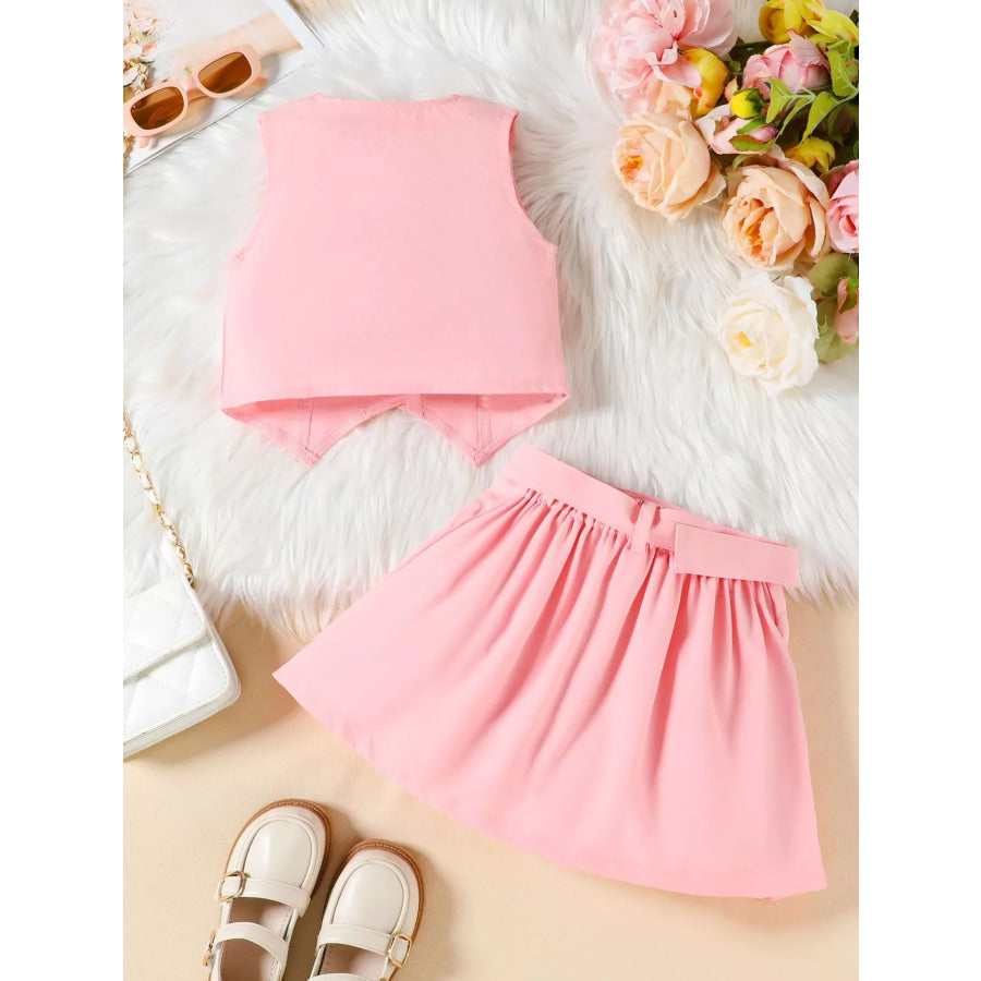 Children’s Bowknot Vest & Pleated Skirt Set Apparel and Accessories
