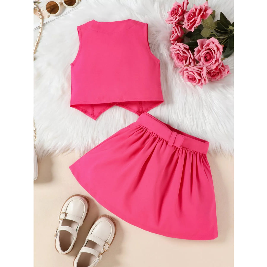Children’s Bowknot Vest & Pleated Skirt Set Apparel and Accessories