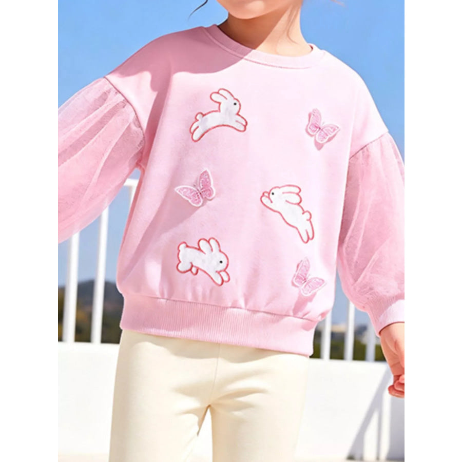 Children’s Bunny and Butterfly Mesh Sleeve Sweatshirt and Leggings Set Apparel and Accessories