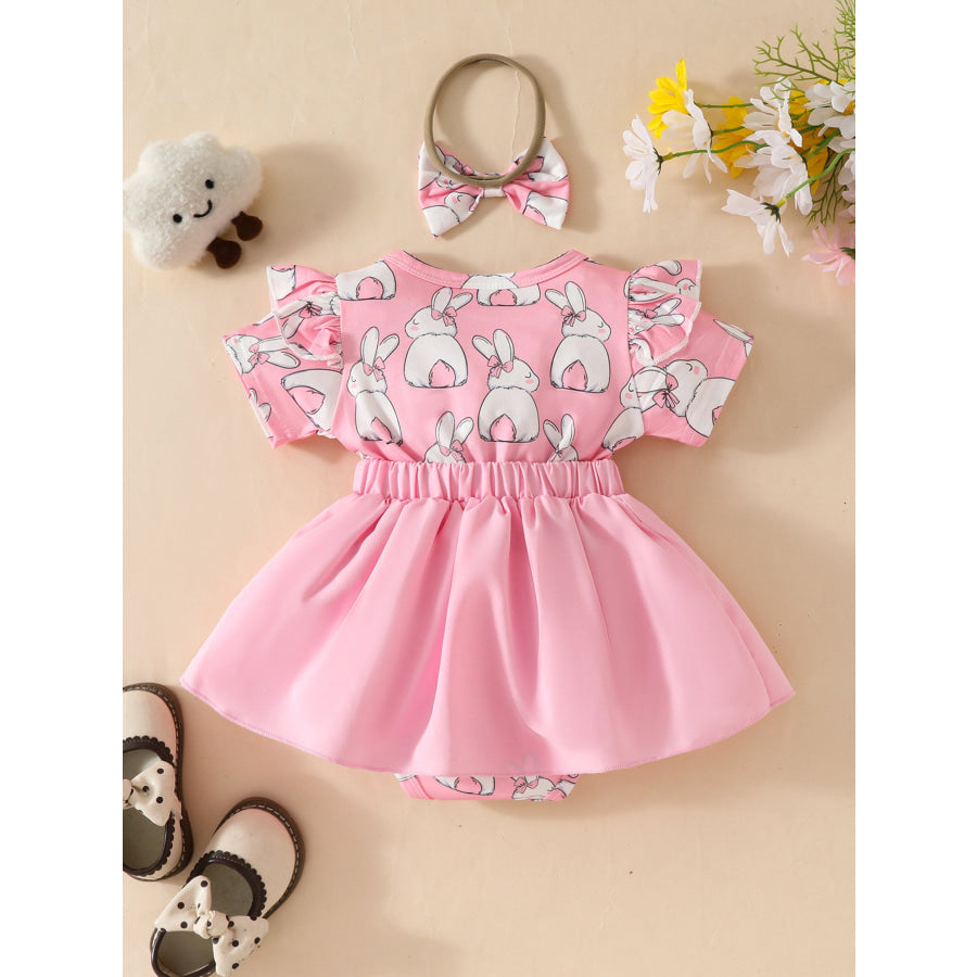 Children’s Bunny Applique Bodysuit Dress & Headband Set Apparel and Accessories