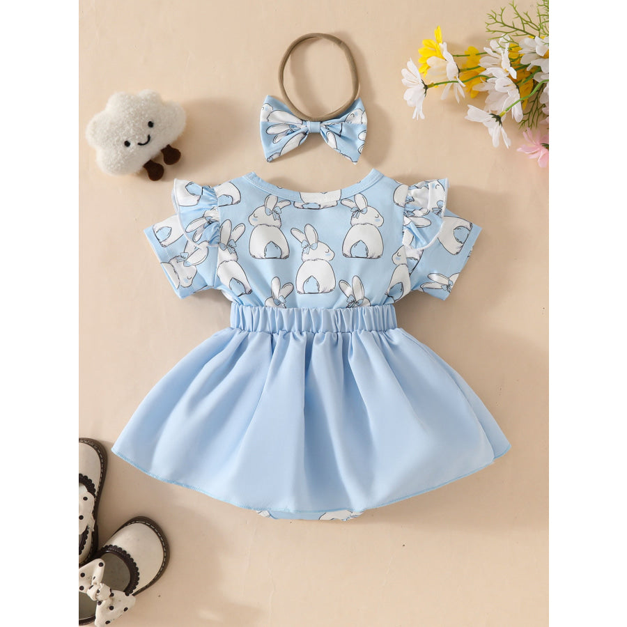 Children’s Bunny Applique Bodysuit Dress & Headband Set Apparel and Accessories