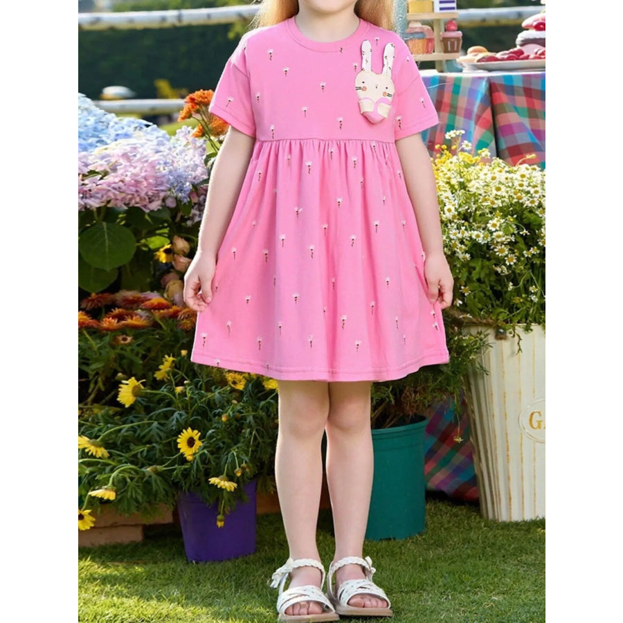 Children’s Bunny Applique Casual Dress Pink / 2Y Apparel and Accessories