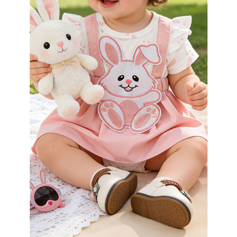 Children’s Bunny Applique Dress & Headband Set Pink / 3-6M Apparel and Accessories