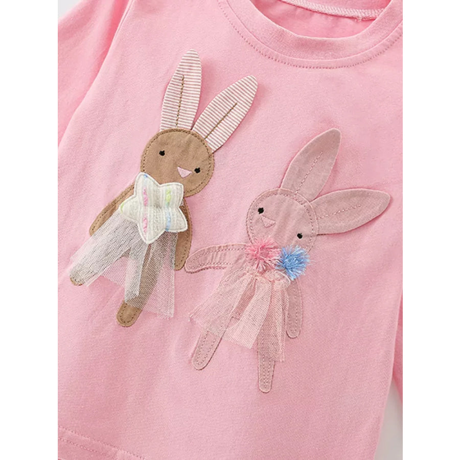 Children’s Bunny Applique Long Sleeve T-Shirt Apparel and Accessories