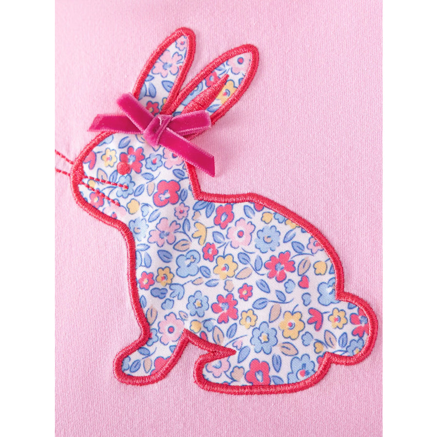 Children’s Bunny Applique Ruffle Sleeve Dress Apparel and Accessories