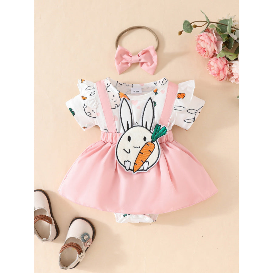 Children’s Bunny Applique Short Sleeve Dress Apparel and Accessories