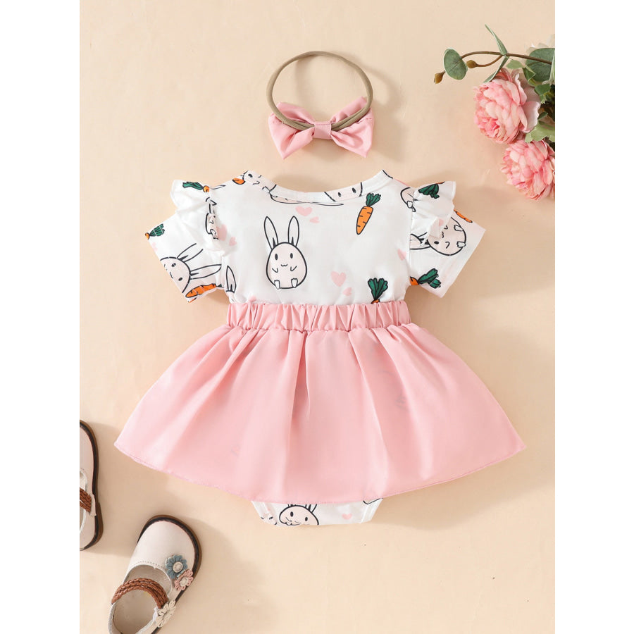Children’s Bunny Applique Short Sleeve Dress Apparel and Accessories