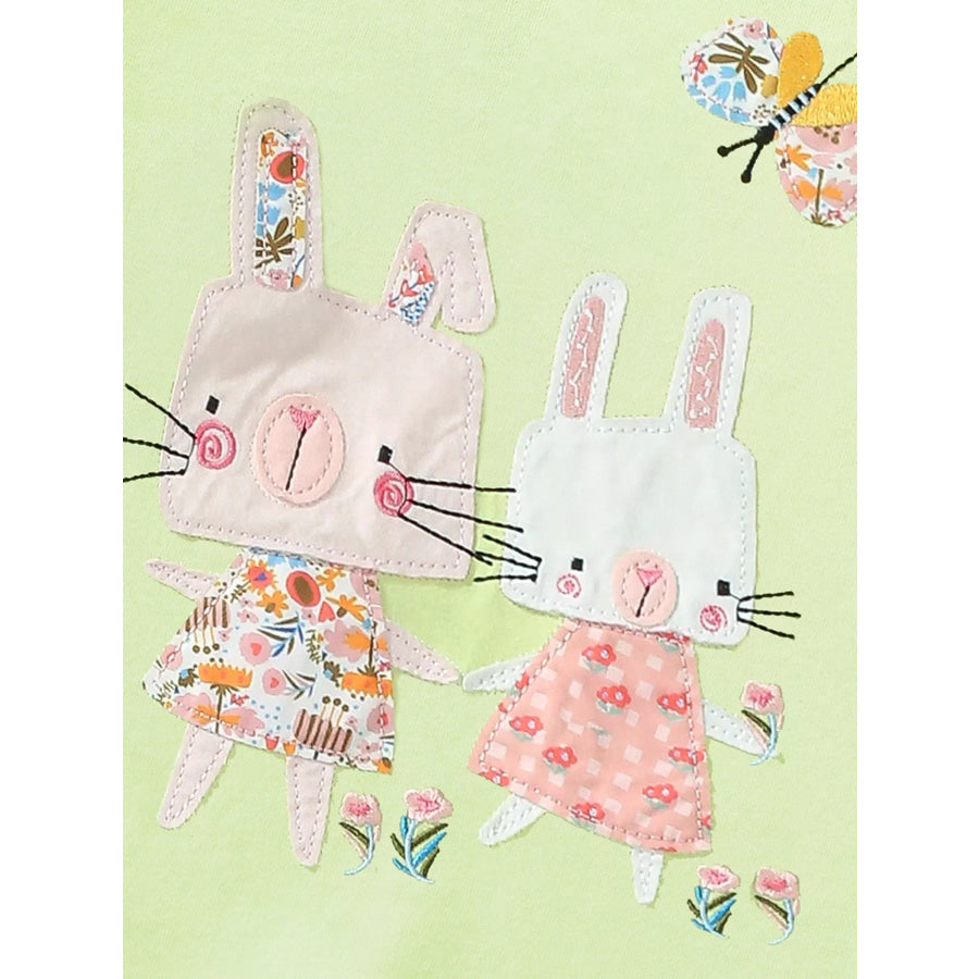 Children’s Bunny Applique Short Sleeve T-Shirt Apparel and Accessories