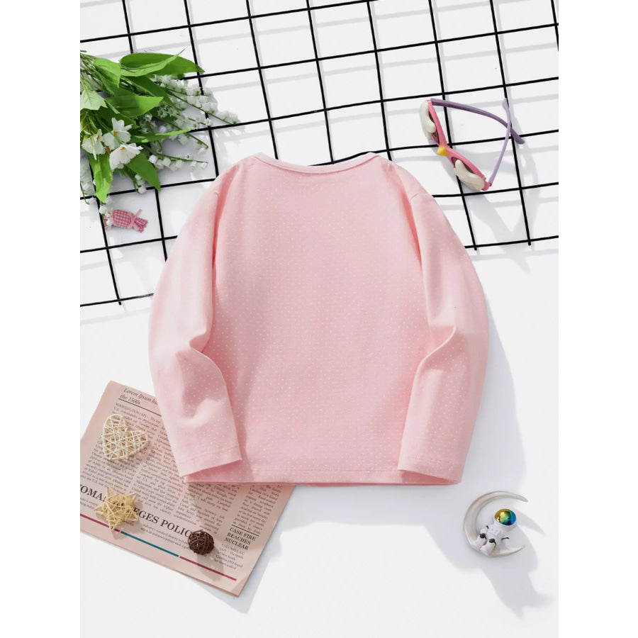 Children’s Bunny Ballerina Graphic Long Sleeve T-Shirt Blush Pink / 3Y Apparel and Accessories
