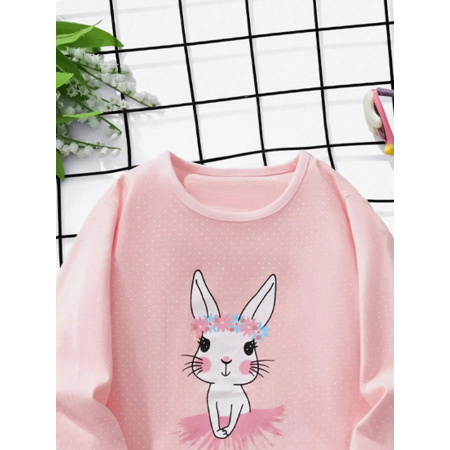 Children’s Bunny Ballerina Graphic Long Sleeve T-Shirt Apparel and Accessories