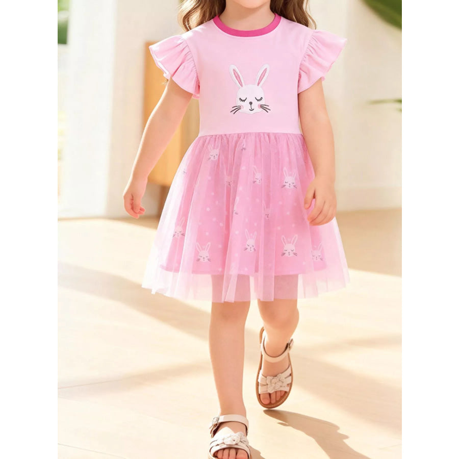 Children’s Bunny Cap Sleeve Dress Blush Pink / 2Y Apparel and Accessories