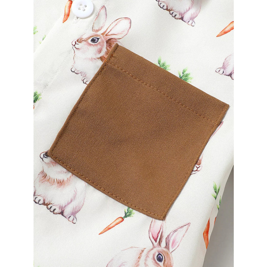 Children’s Bunny & Carrot Print Short Sleeve Shirt & Shorts Set Apparel and Accessories