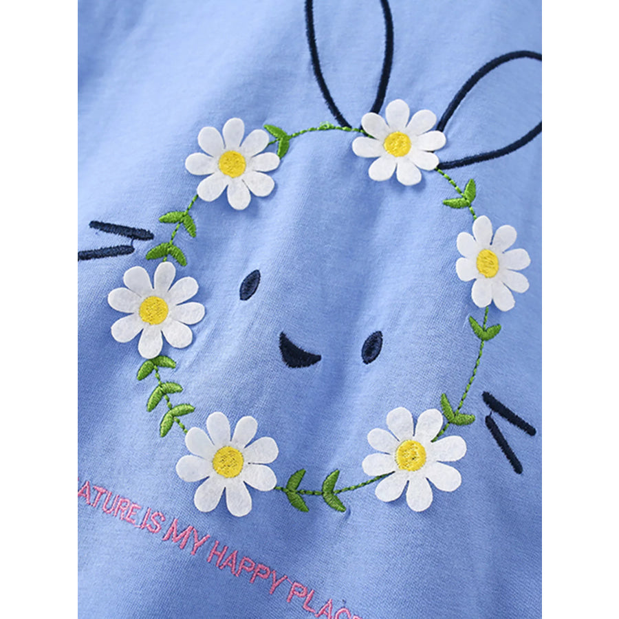 Children’s Bunny & Daisy Graphic Ruffle Sleeve T-Shirt Apparel and Accessories