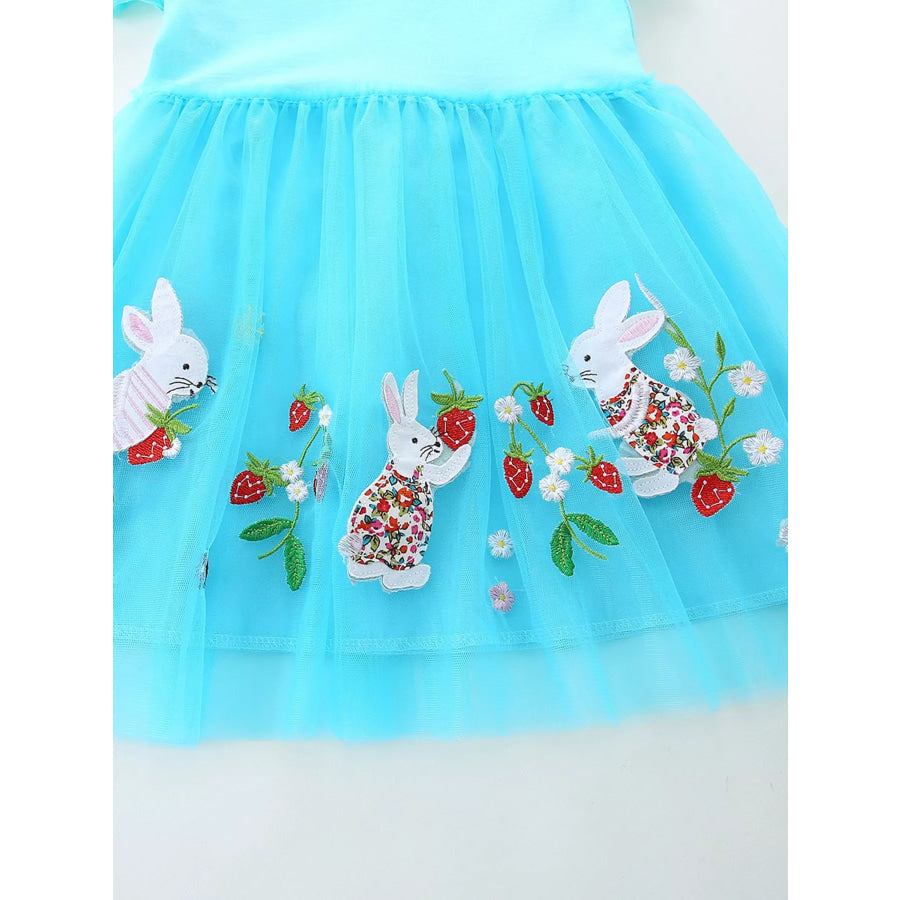 Children’s Bunny Embroidered Tulle Dress Apparel and Accessories