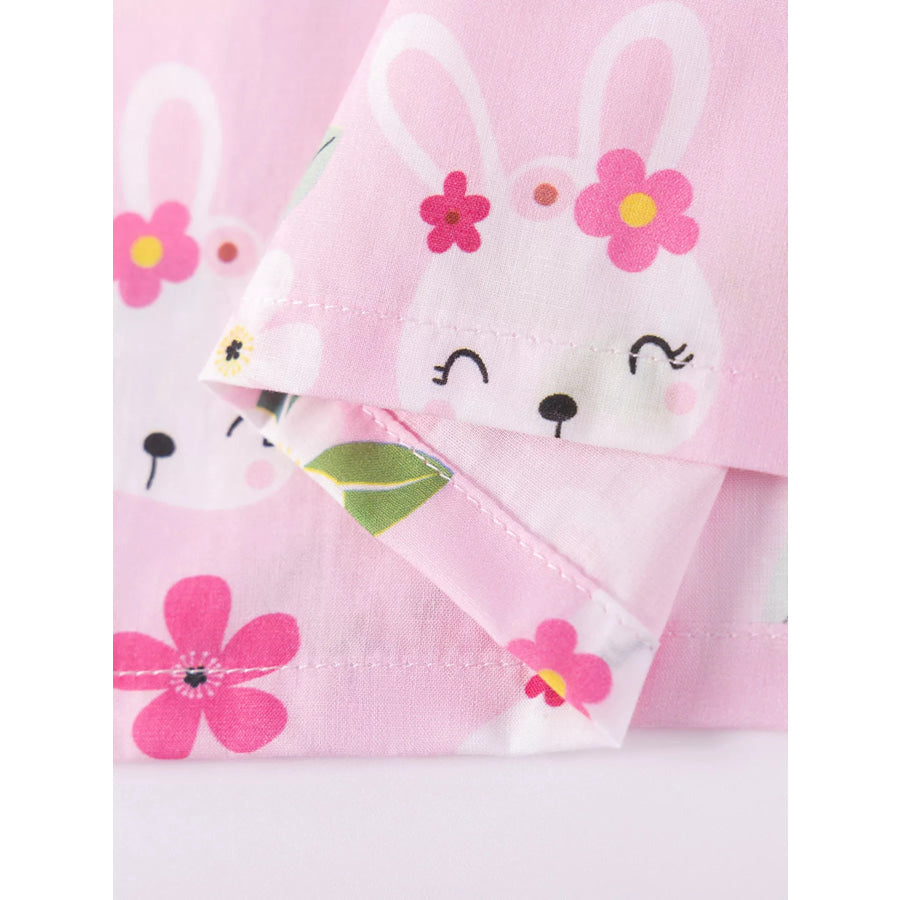 Children’s Bunny & Floral Print Peter Pan Collar Dress Apparel and Accessories