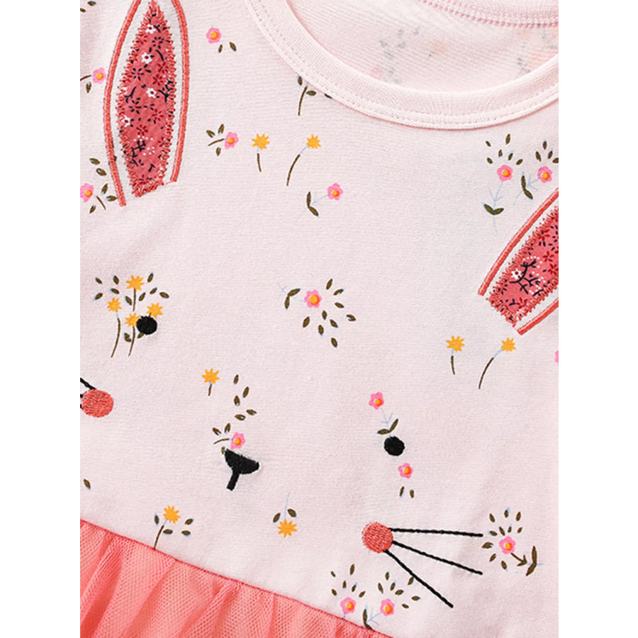 Children’s Bunny Floral Print Tulle Dress Apparel and Accessories