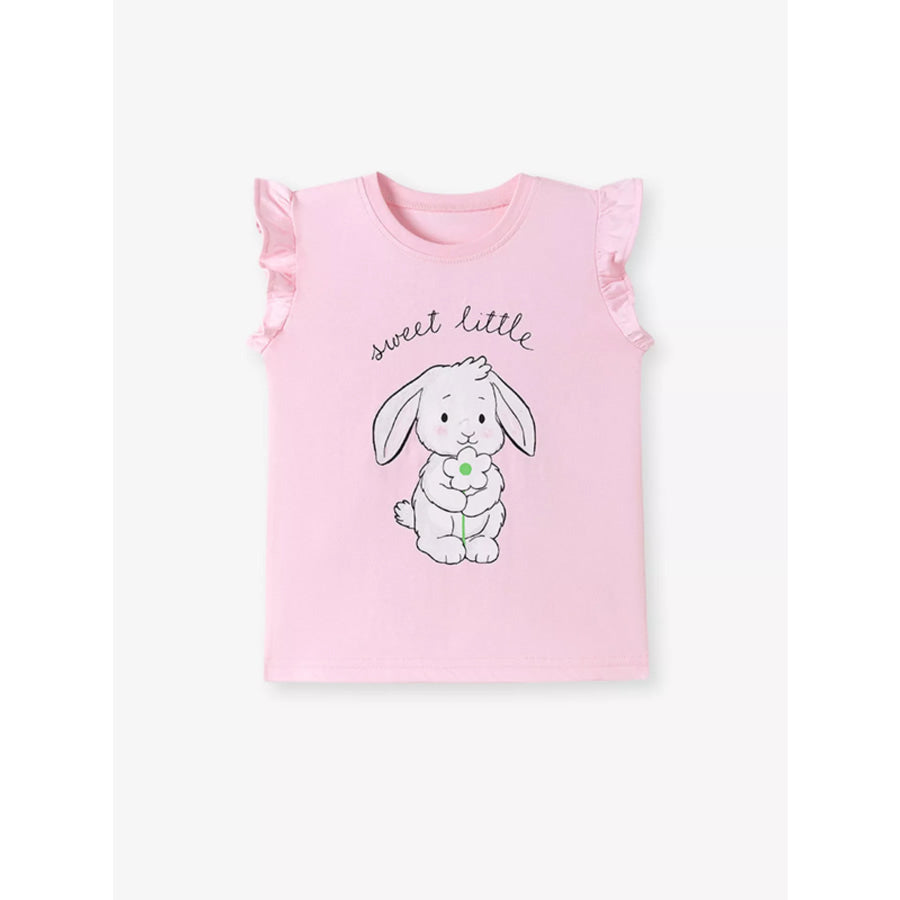 Children’s Bunny Graphic Ruffle Sleeve T-Shirt Apparel and Accessories