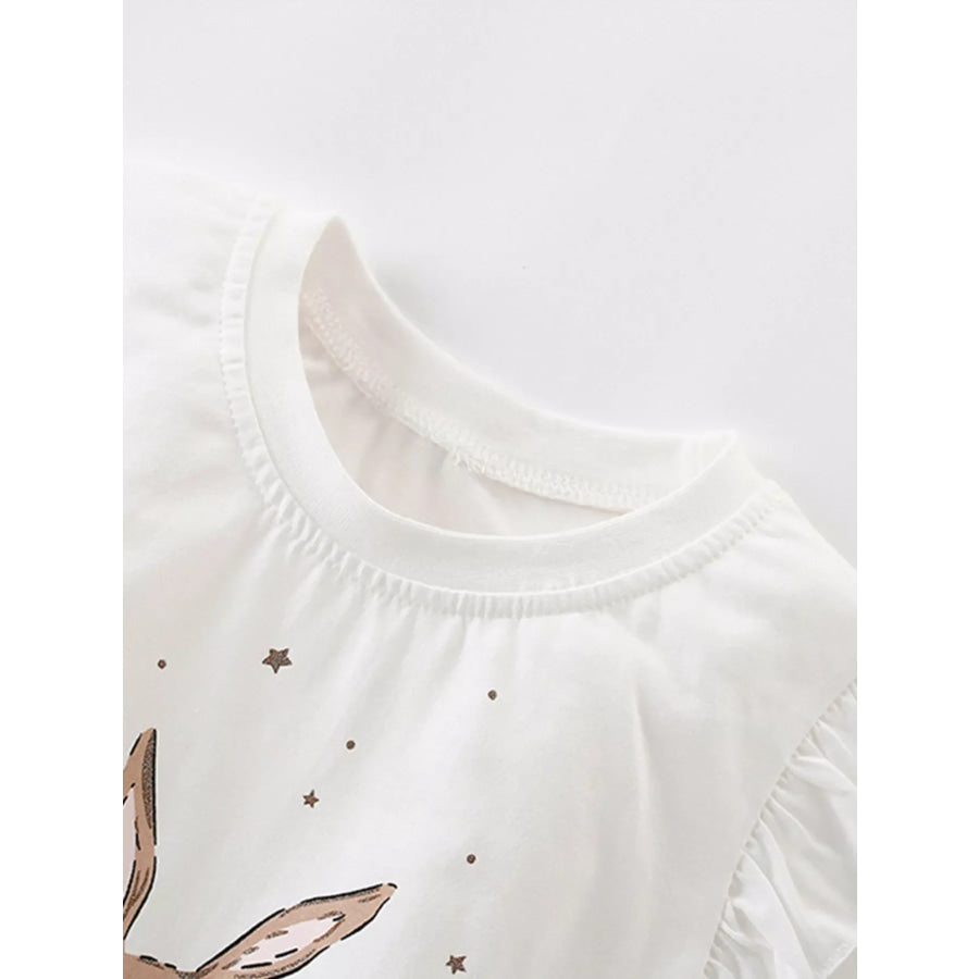 Children’s Bunny Graphic Ruffle Sleeve T-Shirt Apparel and Accessories