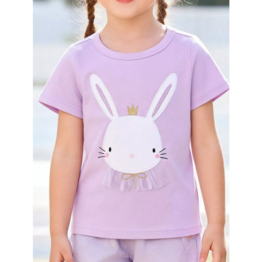 Children’s Bunny Graphic Short Sleeve T-Shirt Lavender / 2Y Apparel and Accessories