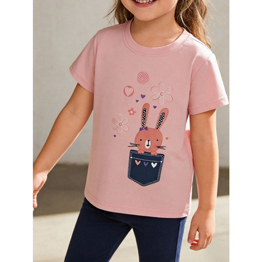 Children’s Bunny Graphic Short Sleeve Tee Dusty Pink / 2-3Y Apparel and Accessories