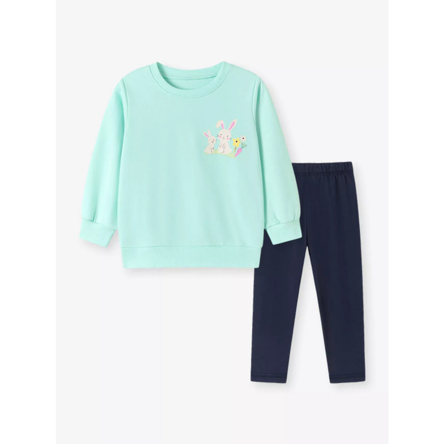 Children’s Bunny Graphic Sweatshirt and Leggings Set Apparel and Accessories
