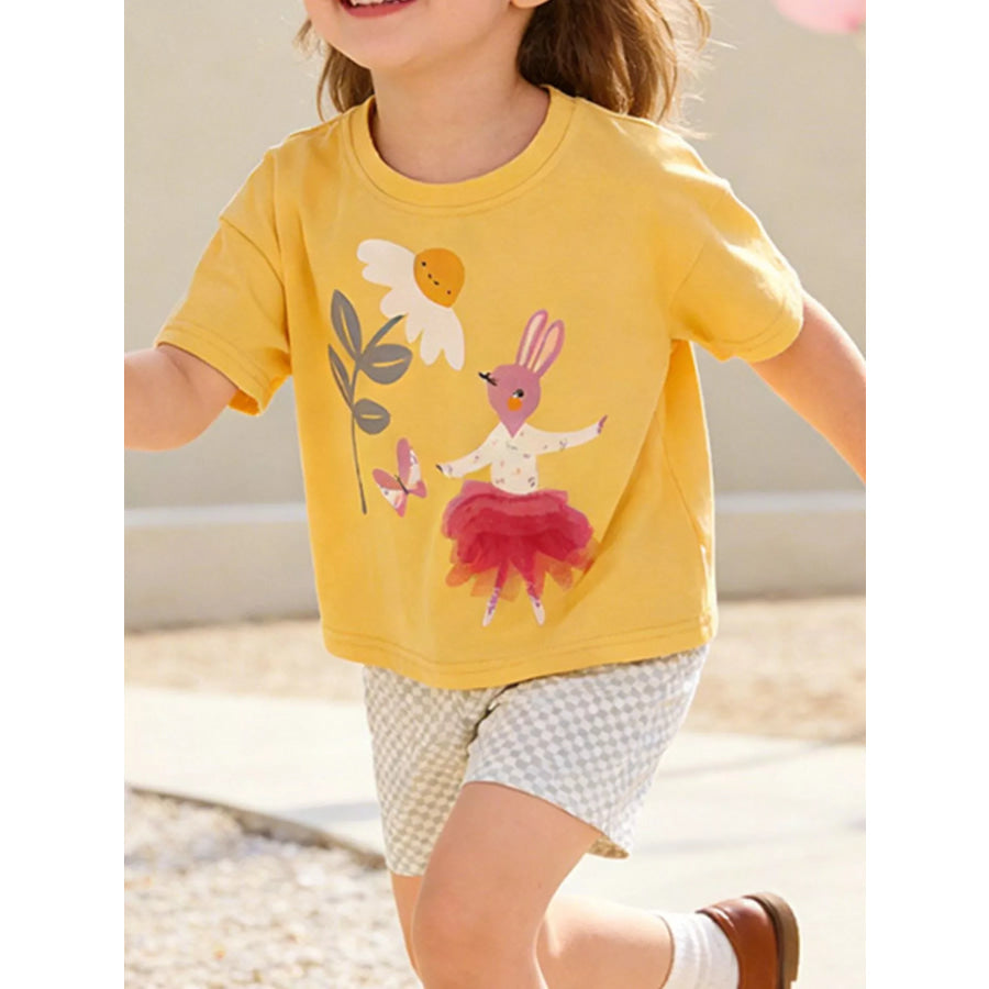 Children’s Bunny Graphic Tee & Checkered Shorts Set Apparel and Accessories