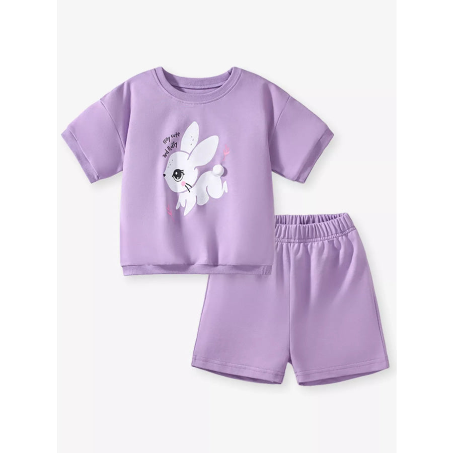 Children’s Bunny Half Sleeve Top and Shorts Set Apparel and Accessories