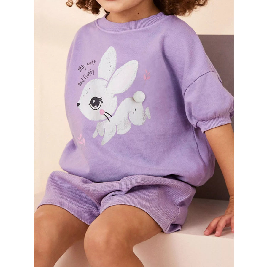 Children’s Bunny Half Sleeve Top and Shorts Set Apparel and Accessories