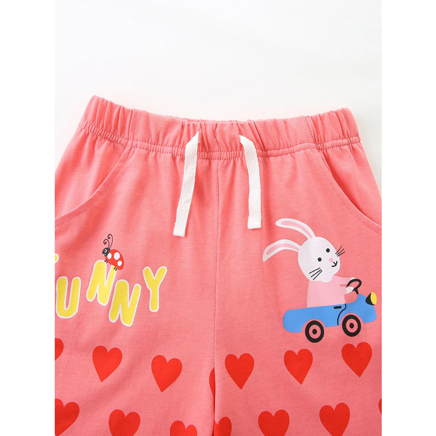 Children’s Bunny Heart Print Top and Shorts Set Apparel and Accessories