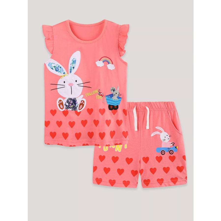 Children’s Bunny Heart Print Top and Shorts Set Apparel and Accessories