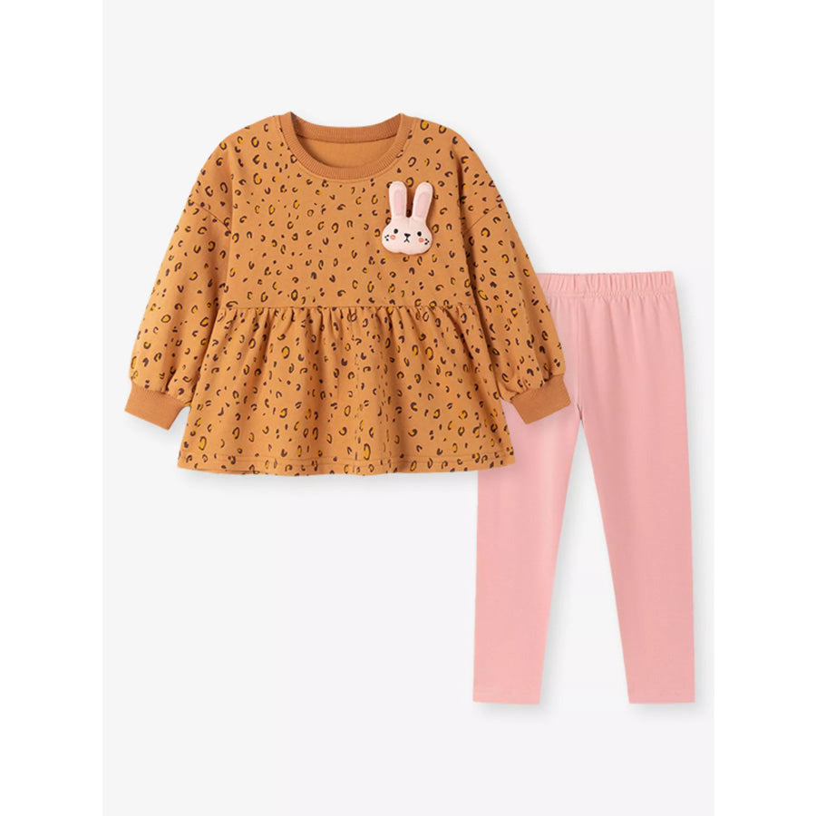 Children’s Bunny Leopard Peplum Top and Leggings Set Apparel and Accessories