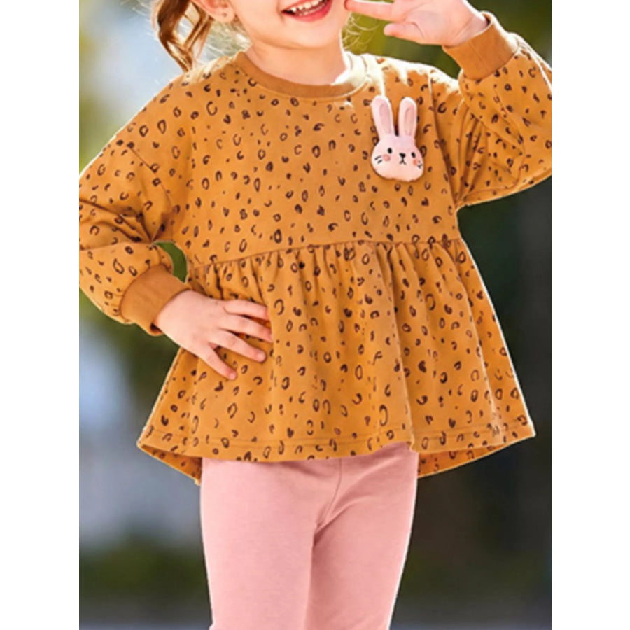 Children’s Bunny Leopard Peplum Top and Leggings Set Apparel and Accessories