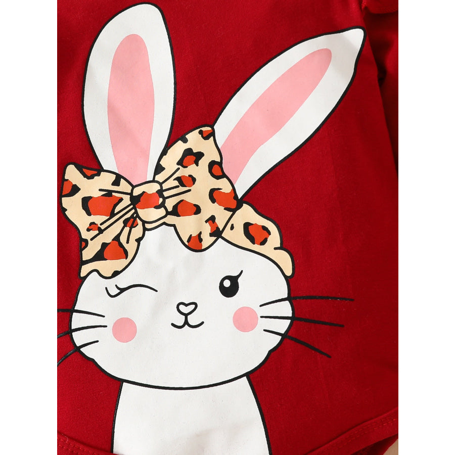 Children’s Bunny Long Sleeve Bodysuit and Pants Set with Headscarf Apparel and Accessories