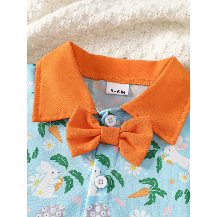 Children’s Bunny Print Bodysuit & Suspender Shorts Set Apparel and Accessories