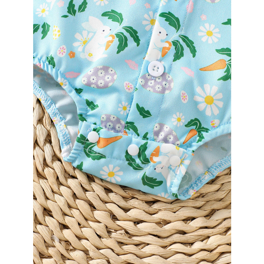 Children’s Bunny Print Bodysuit & Suspender Shorts Set Apparel and Accessories