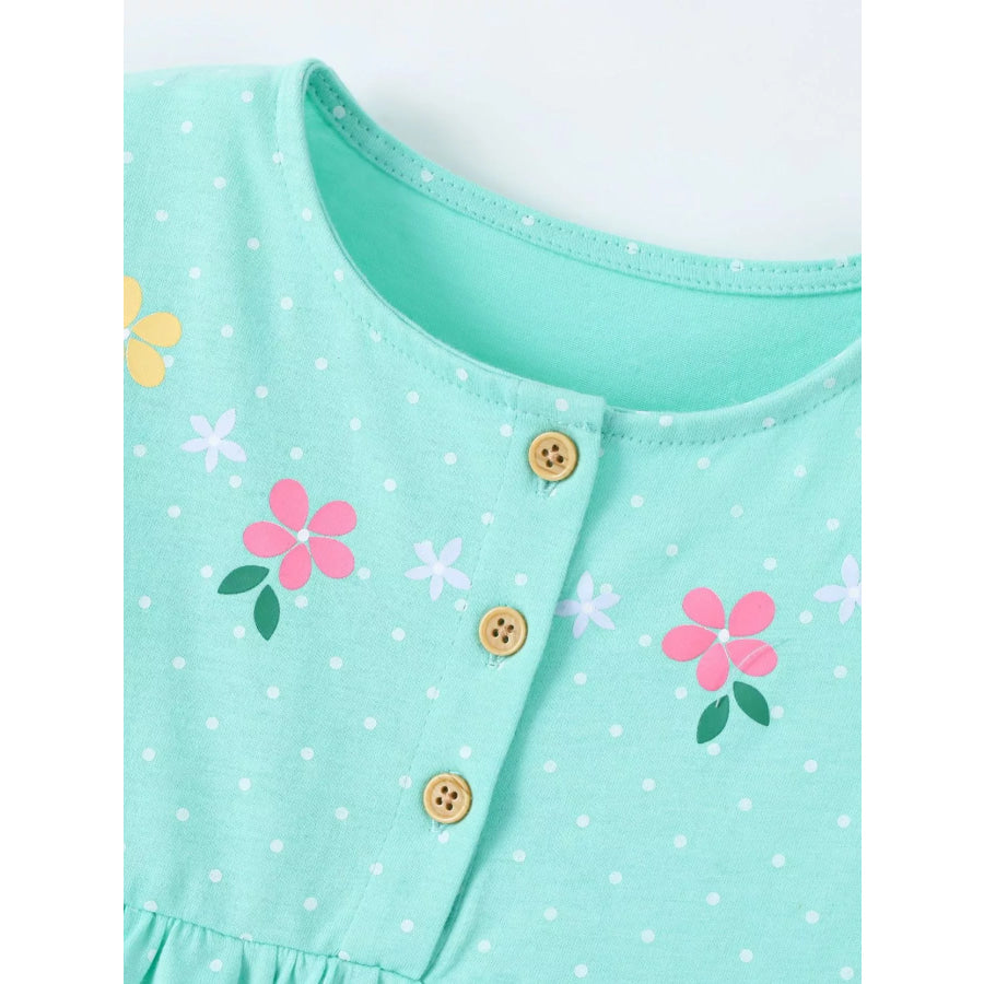 Children’s Bunny Print Button Detail Dress Apparel and Accessories
