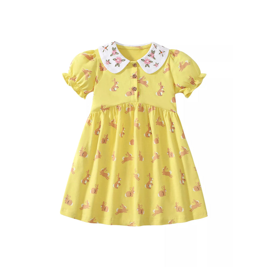 Children’s Bunny Print Peter Pan Collar Dress Apparel and Accessories