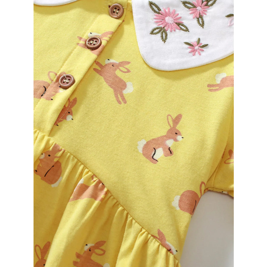 Children’s Bunny Print Peter Pan Collar Dress Apparel and Accessories