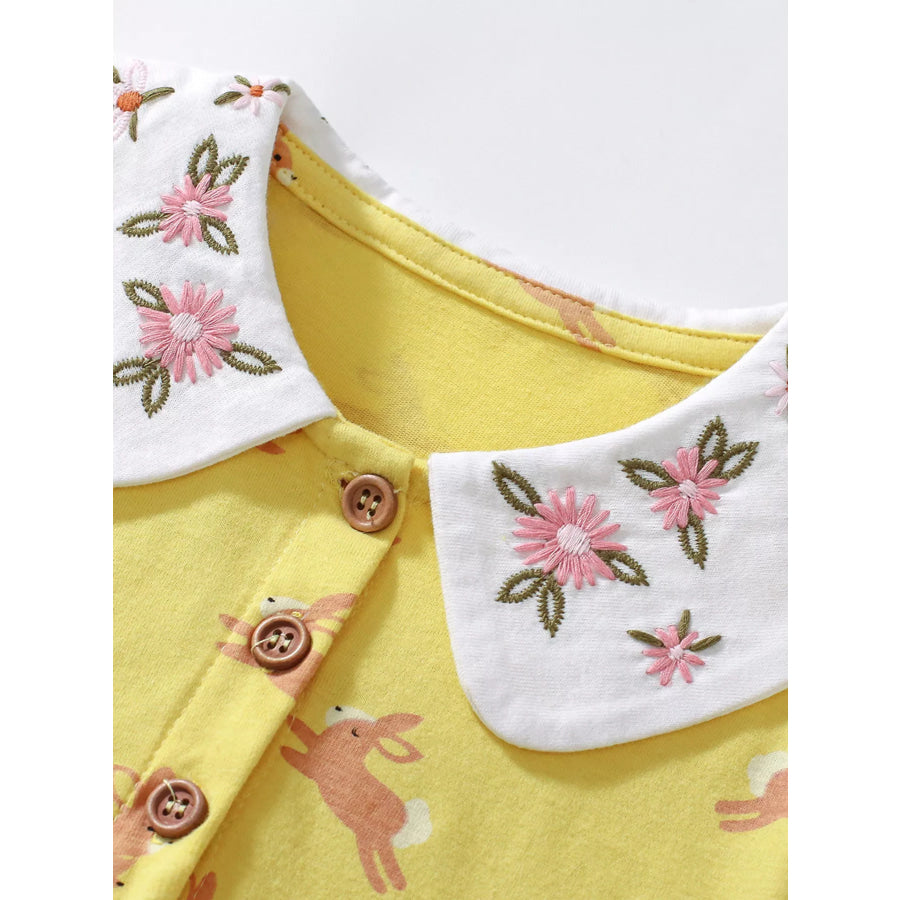 Children’s Bunny Print Peter Pan Collar Dress Apparel and Accessories