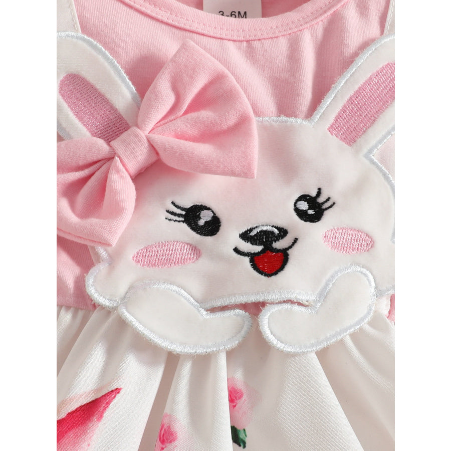 Children’s Bunny Print Ruffled Dress with Headband Apparel and Accessories