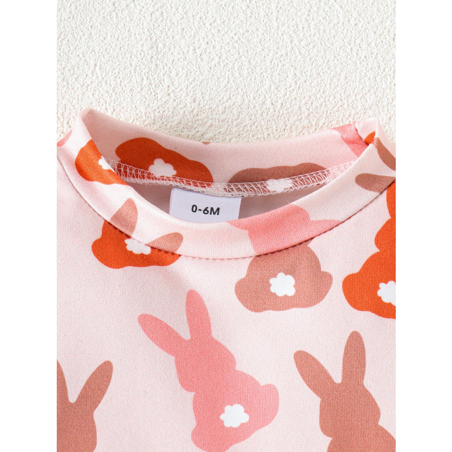 Children’s Bunny Print Short Sleeve Top and Shorts Set Apparel and Accessories