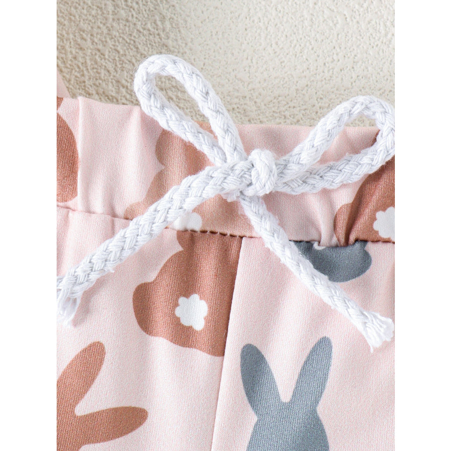 Children’s Bunny Print Short Sleeve Top and Shorts Set Apparel and Accessories