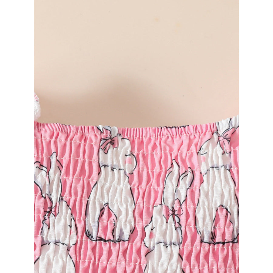 Children’s Bunny Print Smocked Dress & Headband Set Apparel and Accessories