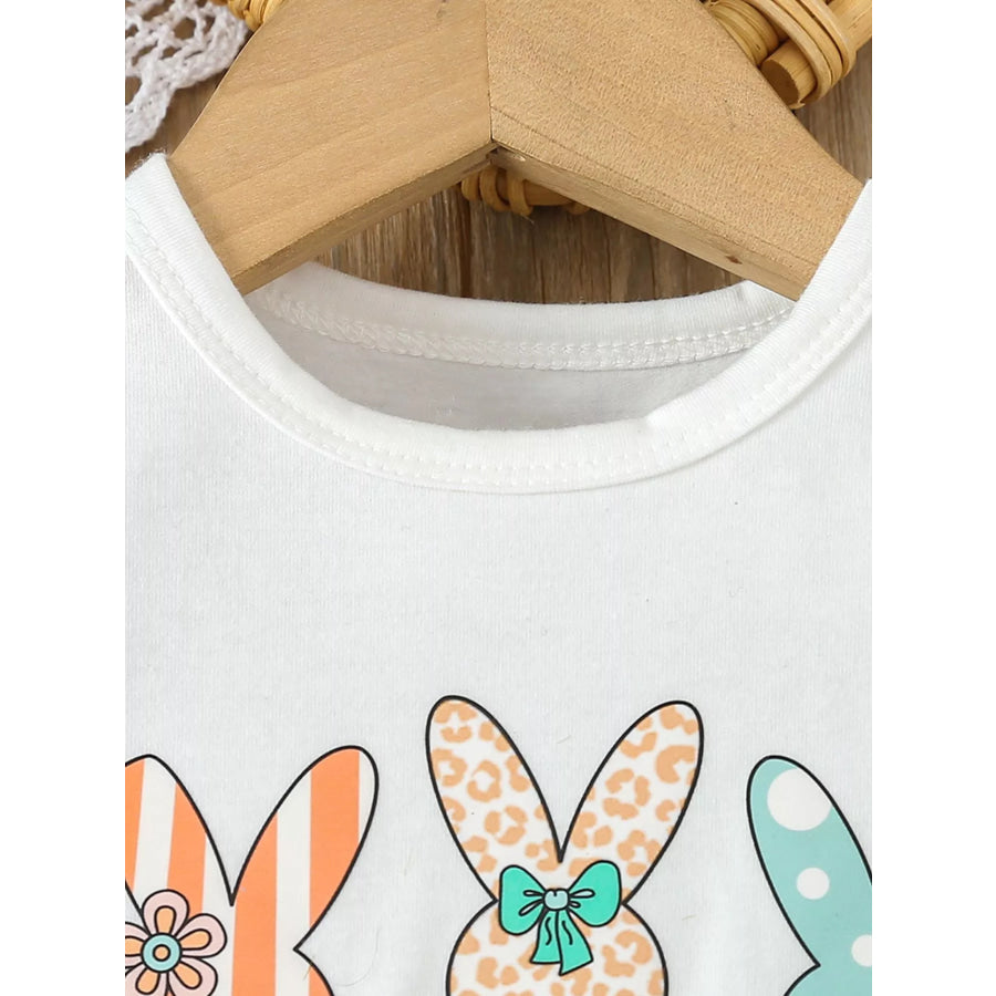 Children’s Bunny Round Neck Tee and Pants Set Apparel and Accessories