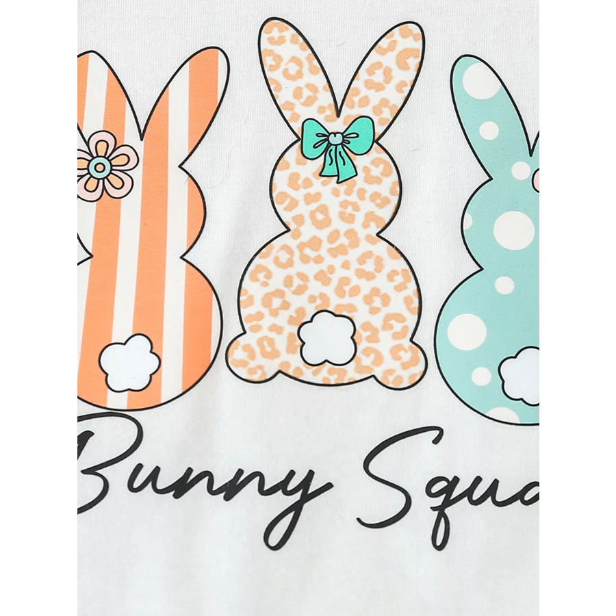 Children’s Bunny Round Neck Tee and Pants Set Apparel and Accessories