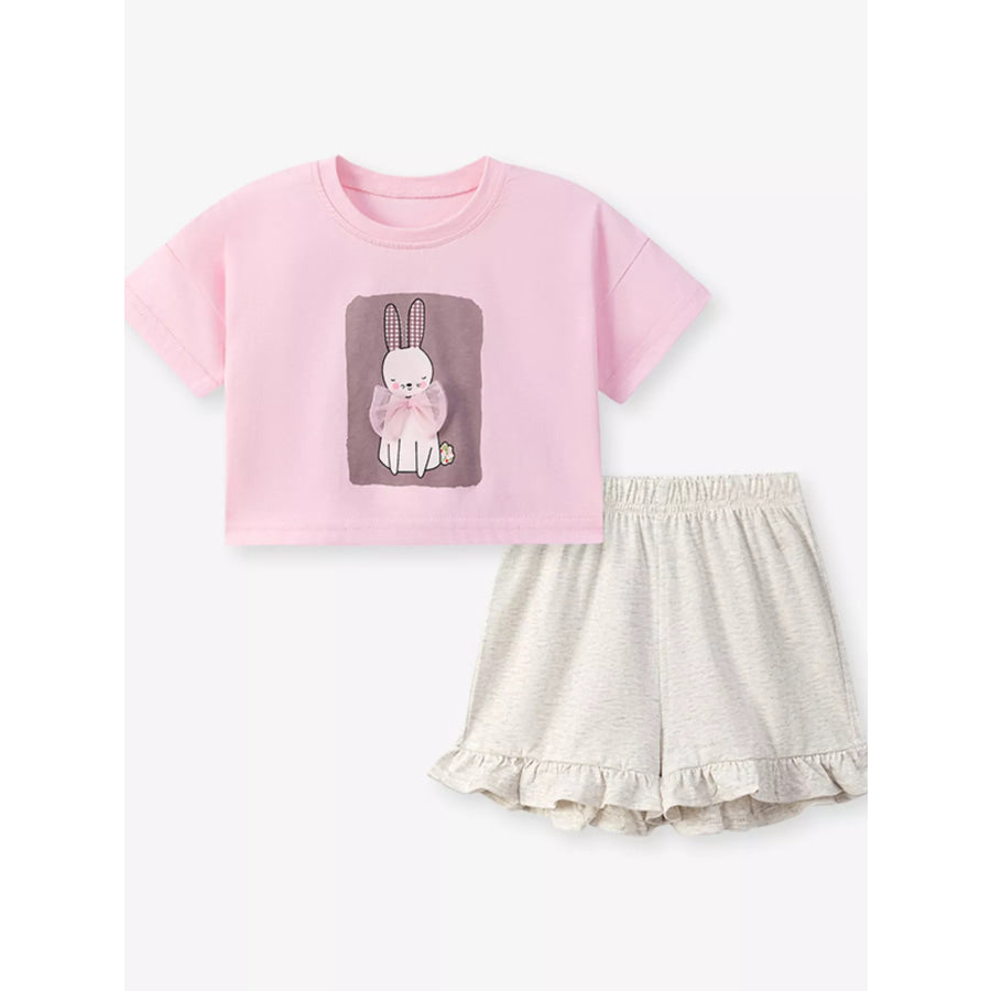 Children’s Bunny Round Neck Top and Shorts Set Apparel and Accessories