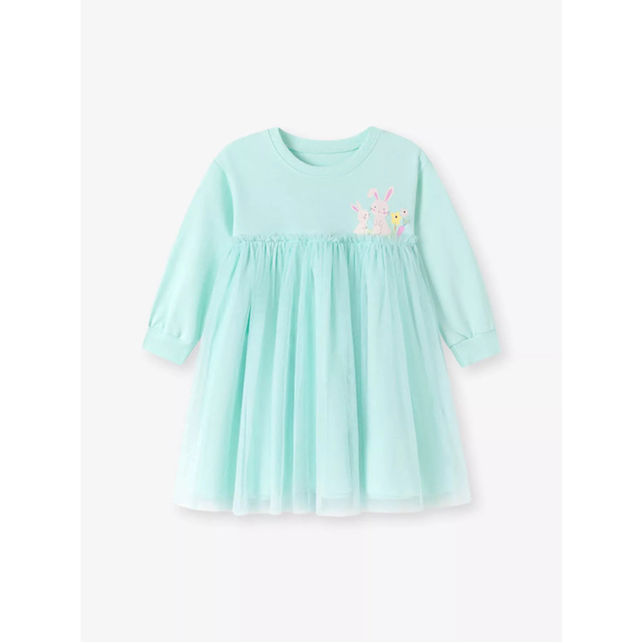 Children’s Bunny Round Neck Tulle Dress Apparel and Accessories