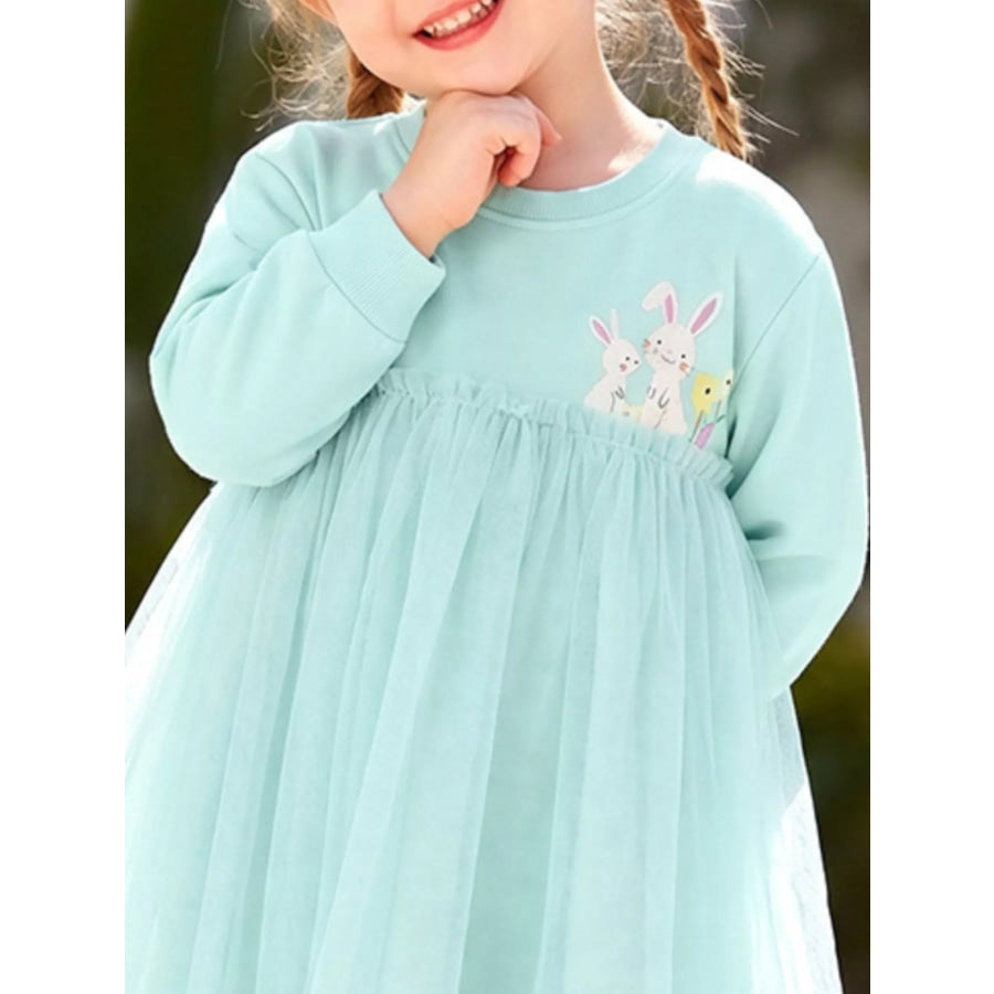 Children’s Bunny Round Neck Tulle Dress Apparel and Accessories