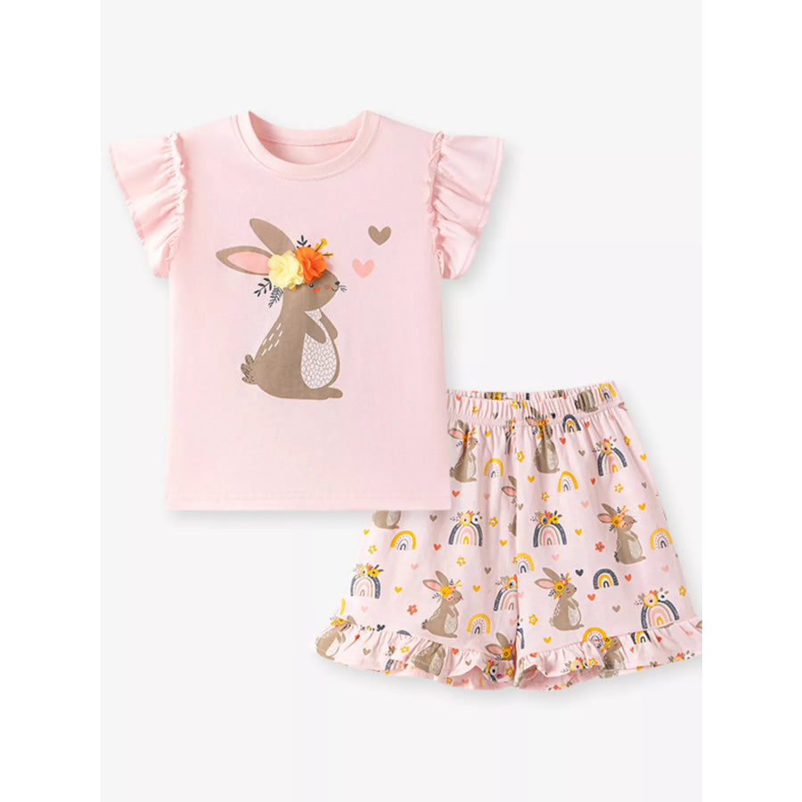 Children’s Bunny Ruffle Sleeve Tank and Shorts Set Apparel and Accessories